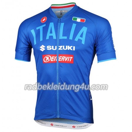 Azurblaues Radtrikot kurzarm 2018 Italienischer
